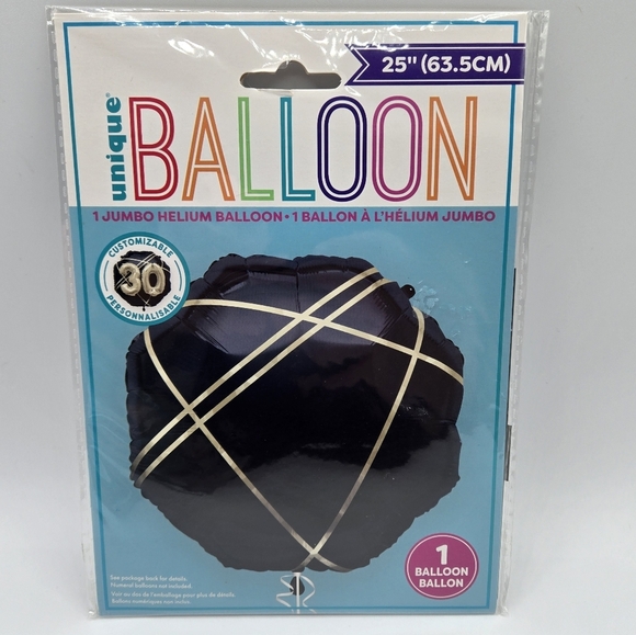 Unique Black and Gold Stripe Octagonal Shaped Foil Balloon - Picture 3 of 5